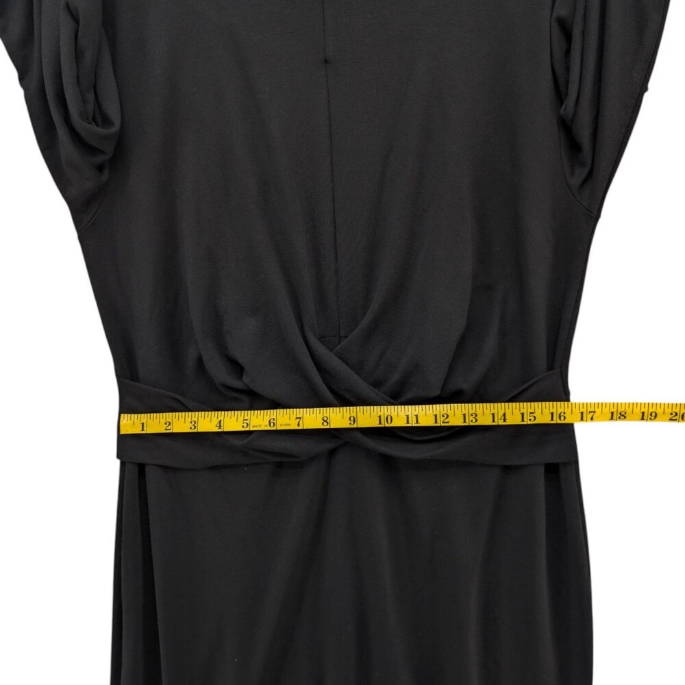 Eloquii Dress Solid Black 3/4 Sleeve Draped Front Knee Length Size 18 - Picture 9 of 11